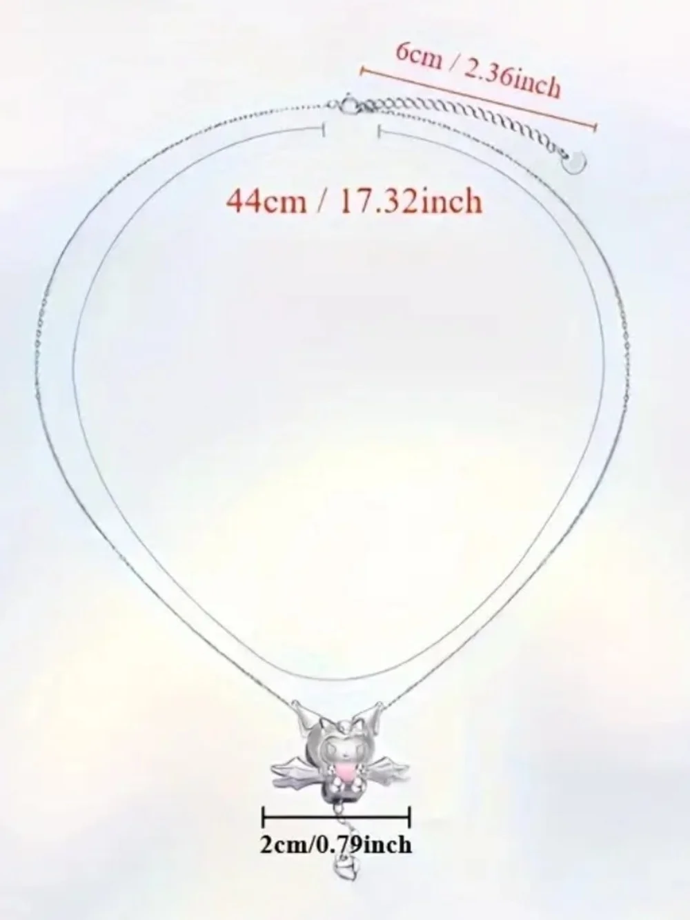 Kids Kuromi Necklace with Pink Heart And Ring Set